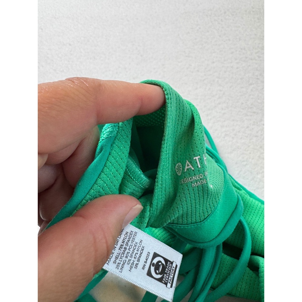 Athletic Athleta Women L Sports Bra Green High Neck Strappy Back 440938-03 SP19 - Picture 5 of 9